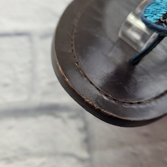 Diane von Furstenberg DVF Blue T-strap Sequin Colorblock Sandal size 6 1/2 - Picture 16 of 16